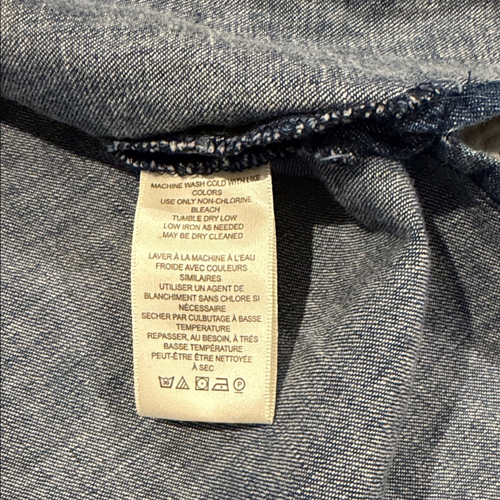 Free People Highland Hiker Top Denim We The Free Cord Collar Frayed Blue S NEW - Picture 6 of 7